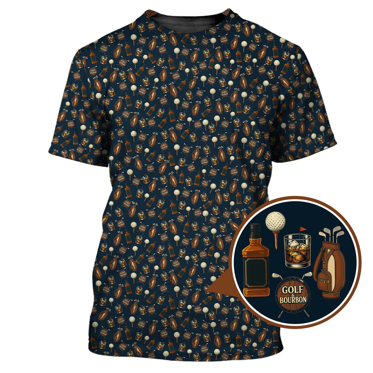 Golf Pattern Shirt For Golfer, Bourbon Golf Shirt, Crazy Golf For Men