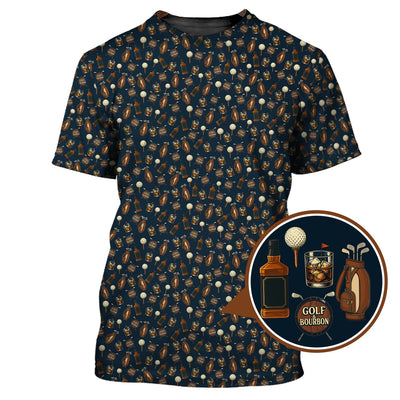 Golf Pattern Shirt For Golfer, Bourbon Golf Shirt, Crazy Golf For Men