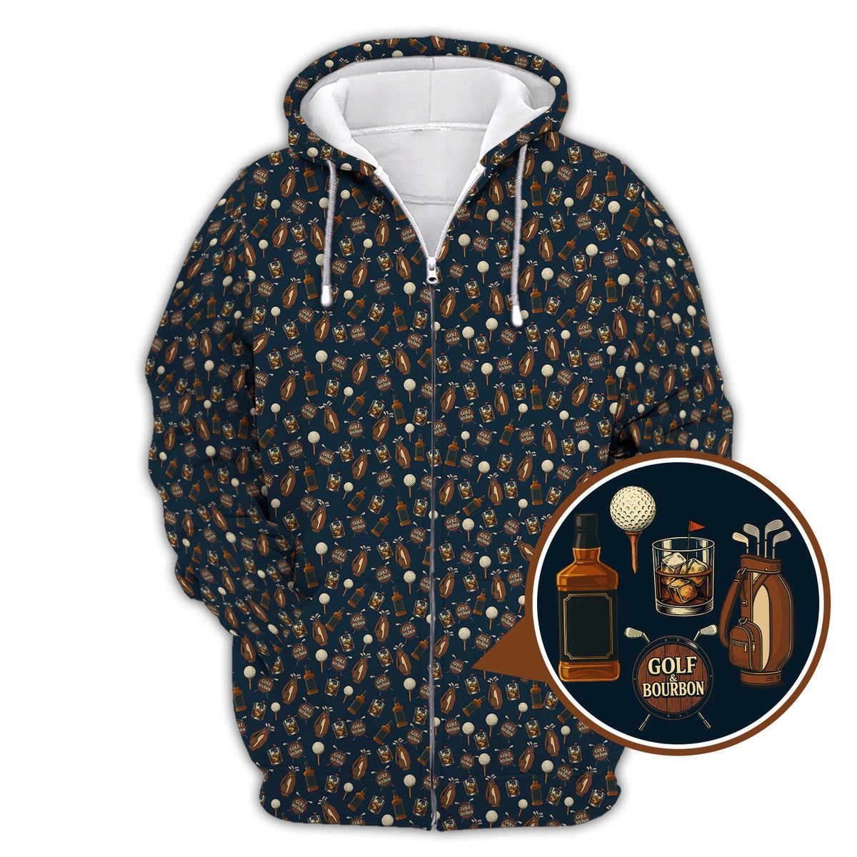 Golf Pattern Shirt For Golfer, Bourbon Golf Shirt, Crazy Golf For Men