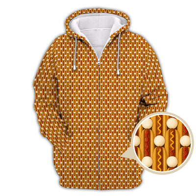 Hot Dog Golf Shirt, Funny Pattern Golf Shirt, Crazy Golf Shirt For Men