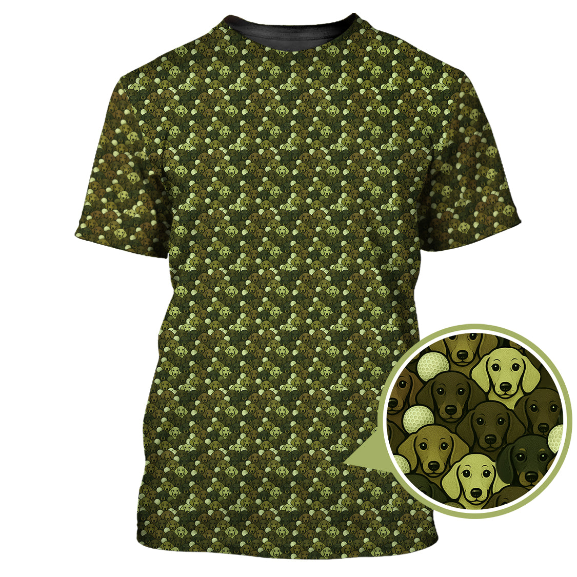 Dachshund Dog Pattern Golf Shirt With Camo Color , Funny Dachshund Golf Shirt For Golfers, Golf Gift For Dog Lover