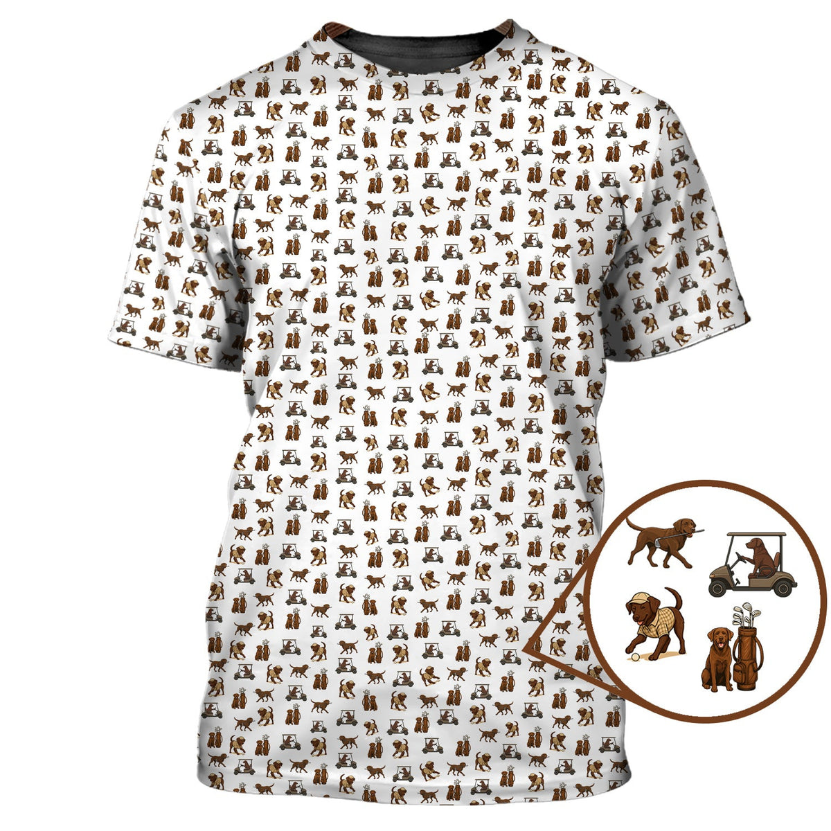 Golf Pattern Shirt, Labrador Golf Shirt For Golfer, Crazy Dog Golf Shirt For Men
