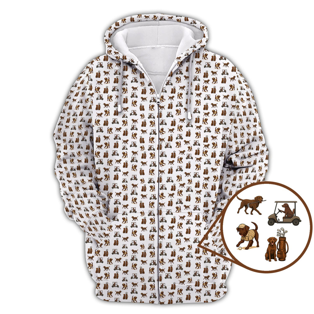 Golf Pattern Shirt, Labrador Golf Shirt For Golfer, Crazy Dog Golf Shirt For Men