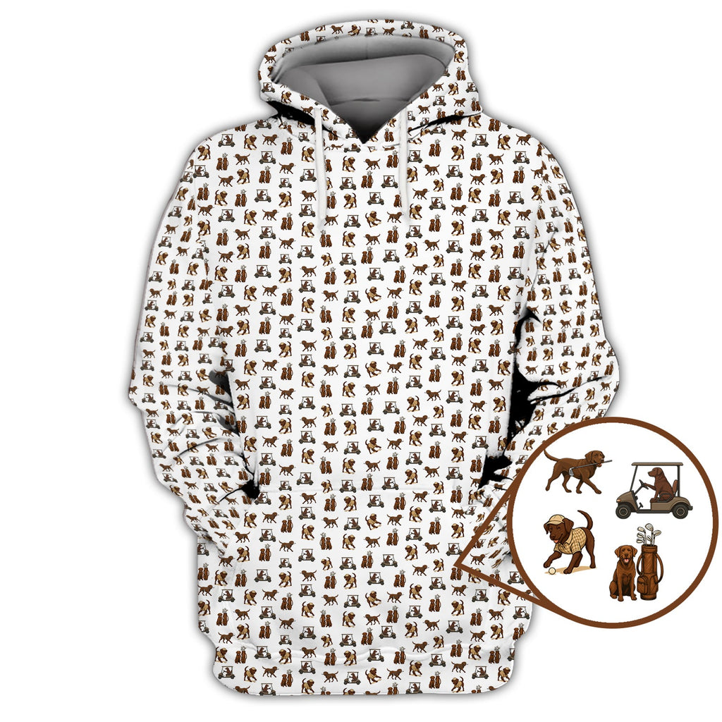 Golf Pattern Shirt, Labrador Golf Shirt For Golfer, Crazy Dog Golf Shirt For Men