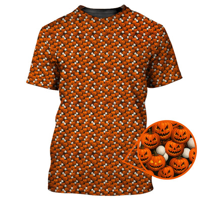 Pumpkin Pattern Golf Shirt, Halloween Golf Shirt For Golfes, Crazy Golf Shirt For Golf Lover