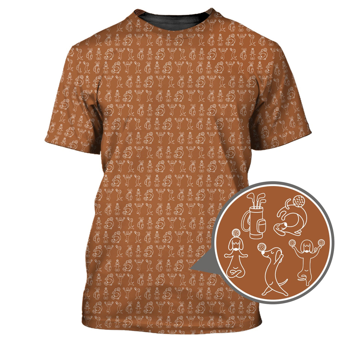Pattern Golf Shirt, Dachshund Pattern Golf Shirt, Funny Dog Golf Polos For Pet Lovers