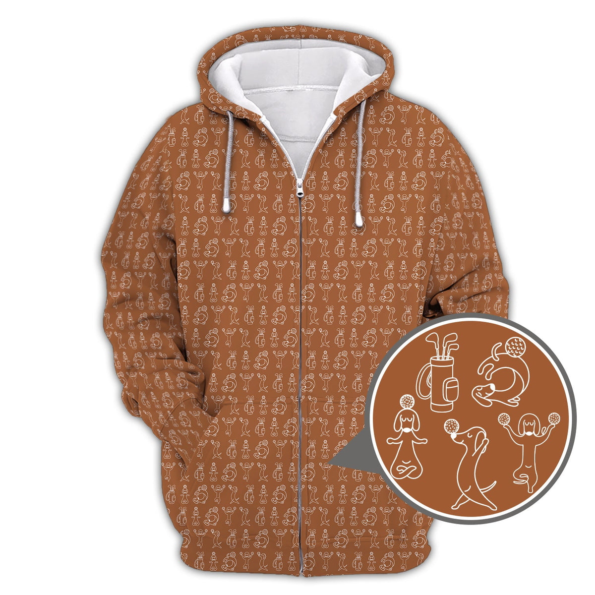 Pattern Golf Shirt, Dachshund Pattern Golf Shirt, Funny Dog Golf Polos For Pet Lovers