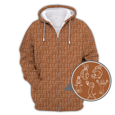 Pattern Golf Shirt, Dachshund Pattern Golf Shirt, Funny Dog Golf Polos For Pet Lovers