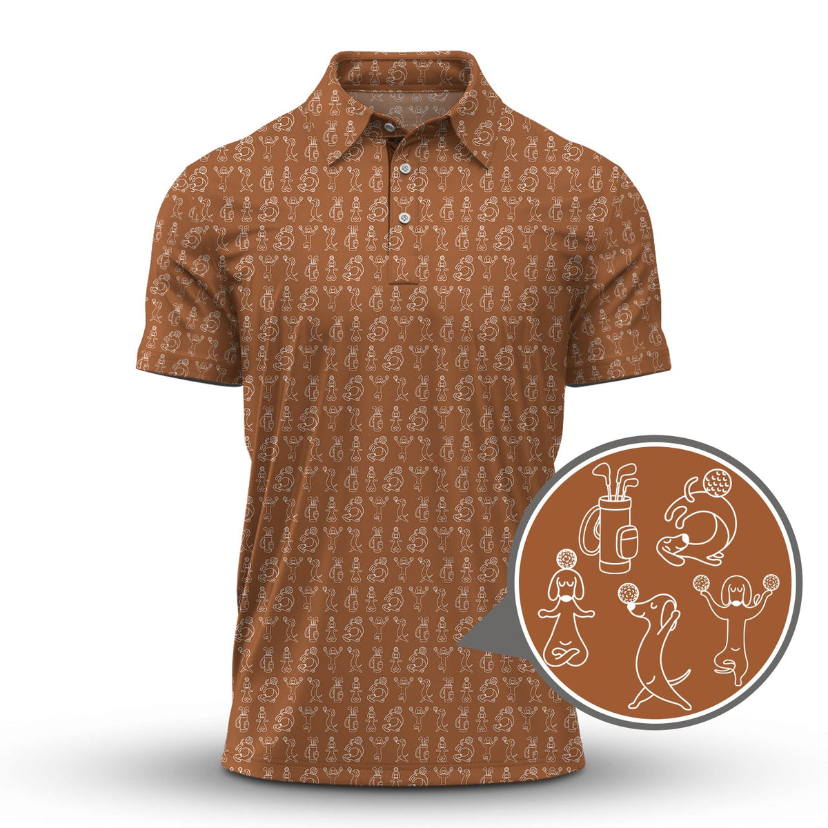 Pattern Golf Shirt, Dachshund Pattern Golf Shirt, Funny Dog Golf Polos For Pet Lovers