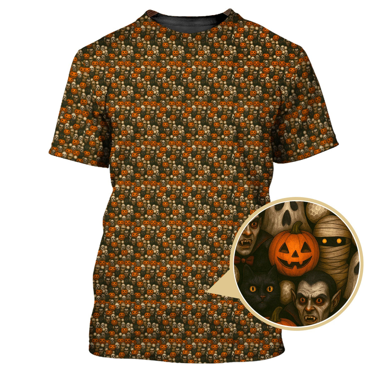 Halloween Pattern Golf Shirt, Funny Halloween Golf Shirt, Golf Gift For Golfer