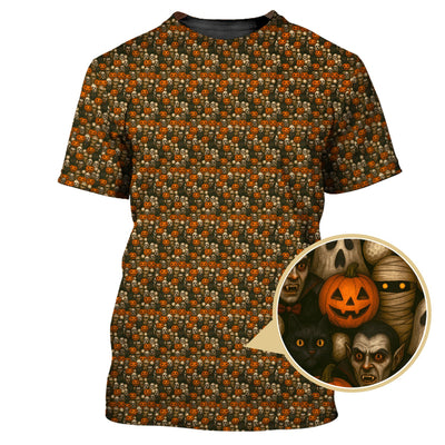 Halloween Pattern Golf Shirt, Funny Halloween Golf Shirt, Golf Gift For Golfer