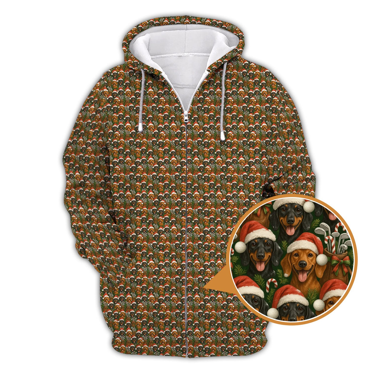 Dachshund Golf Shirt For Men, Christmas Pattern Golf Shirt, Funny Golf Shirt For Golfer
