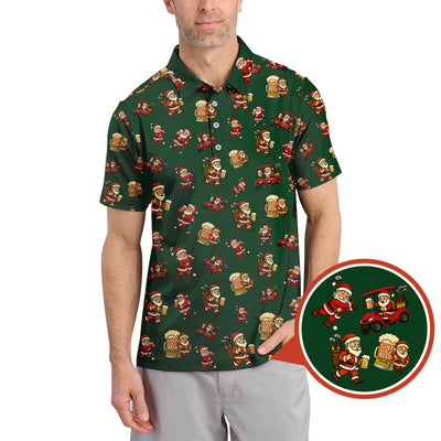 Funny Christmas Golf Shirt For Men, Pattern Golf Shirt , Golf And Beer Shirt For Golfer