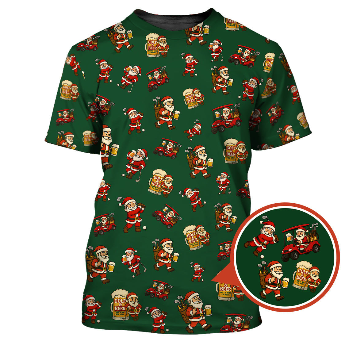 Funny Christmas Golf Shirt For Men, Pattern Golf Shirt , Golf And Beer Shirt For Golfer
