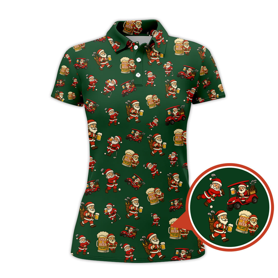 Funny Christmas Golf Shirt For Men, Pattern Golf Shirt , Golf And Beer Shirt For Golfer