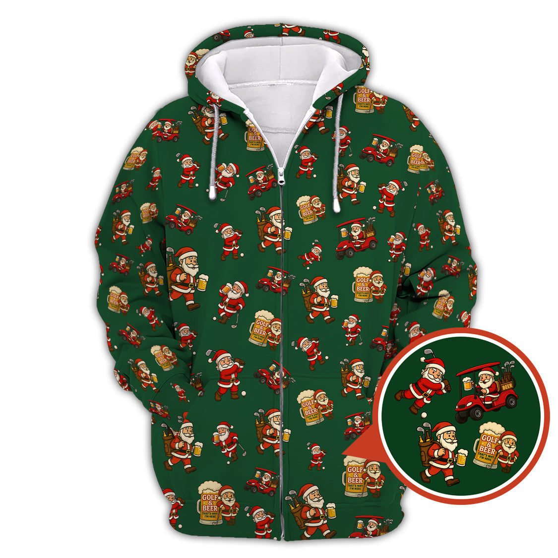 Funny Christmas Golf Shirt For Men, Pattern Golf Shirt , Golf And Beer Shirt For Golfer