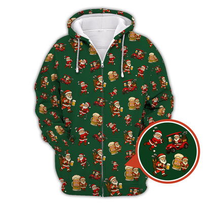 Funny Christmas Golf Shirt For Men, Pattern Golf Shirt , Golf And Beer Shirt For Golfer