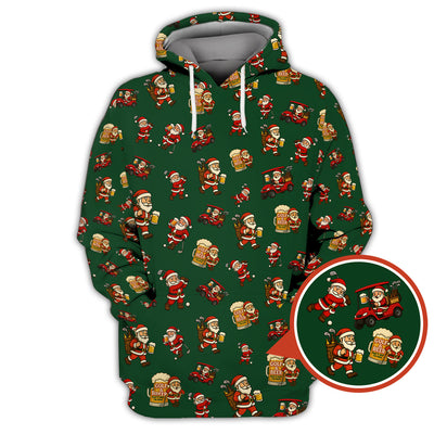 Funny Christmas Golf Shirt For Men, Pattern Golf Shirt , Golf And Beer Shirt For Golfer