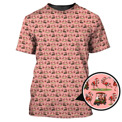 Funny Pattern Golf Shirt, Flamingo Golf Shirt, Christmas Golf Shirt For Golfer
