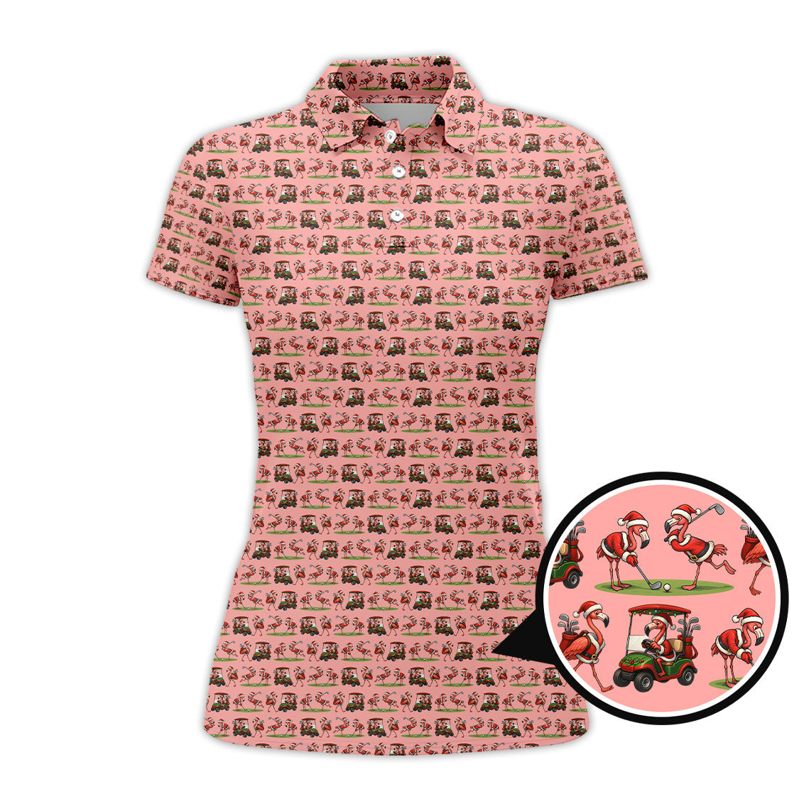 Funny Pattern Golf Shirt, Flamingo Golf Shirt, Christmas Golf Shirt For Golfer