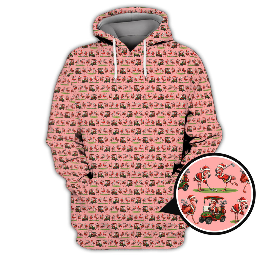 Funny Pattern Golf Shirt, Flamingo Golf Shirt, Christmas Golf Shirt For Golfer