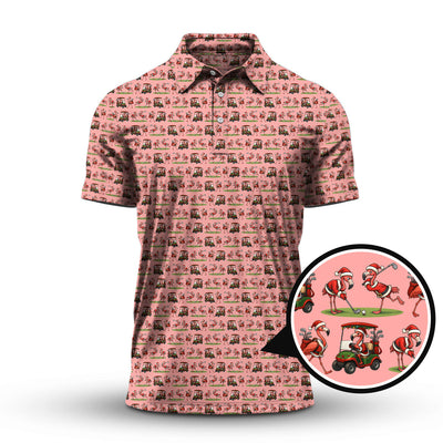 Funny Pattern Golf Shirt, Flamingo Golf Shirt, Christmas Golf Shirt For Golfer