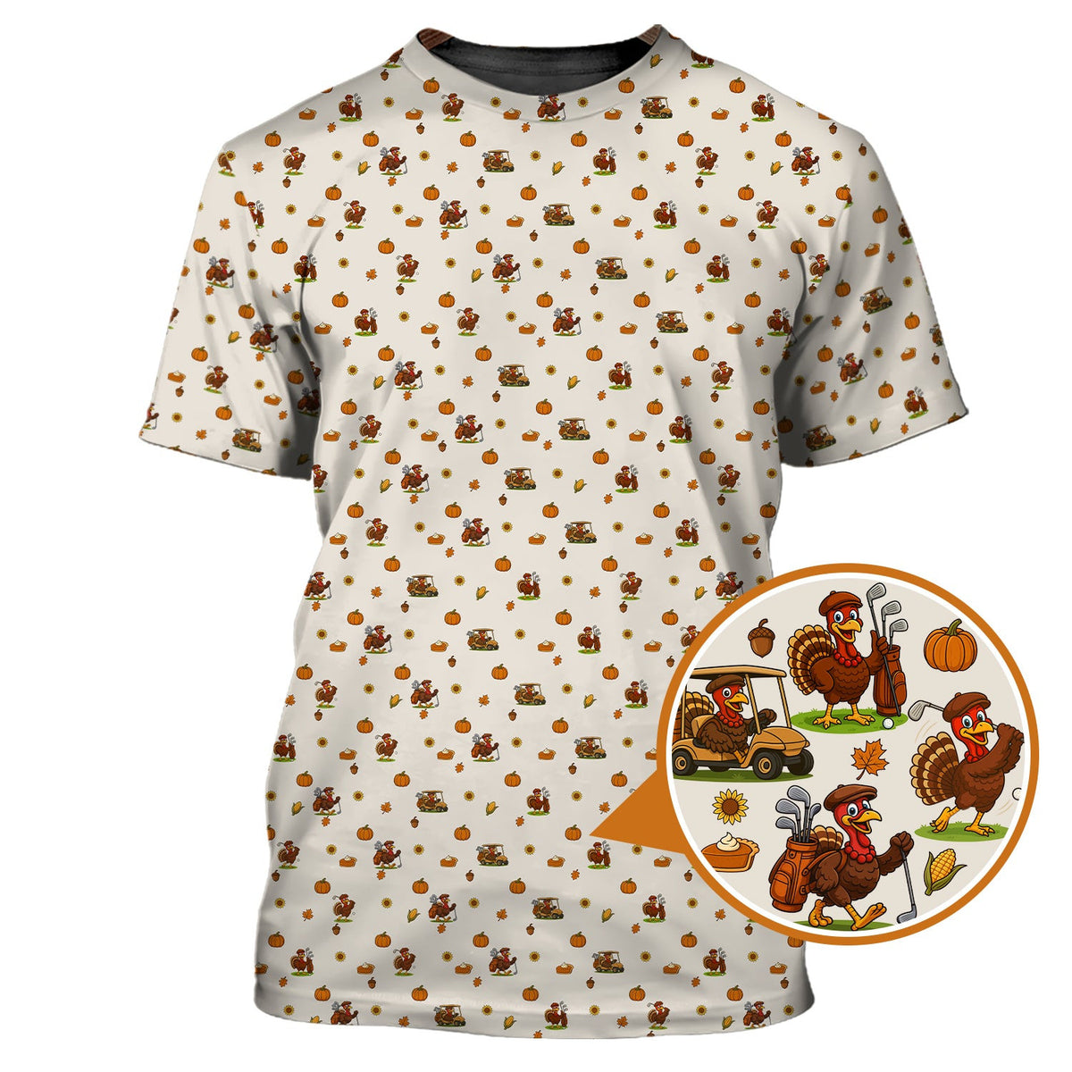 Thanksgiving Golf Shirt, Turkey Golf Shirt For Golfer, Funny Pattern Golf Shirt For Men
