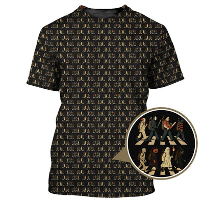 Halloween Golf Shirt For Golfer, Horror Pattern Golf Shirt, Golf Gift For Men