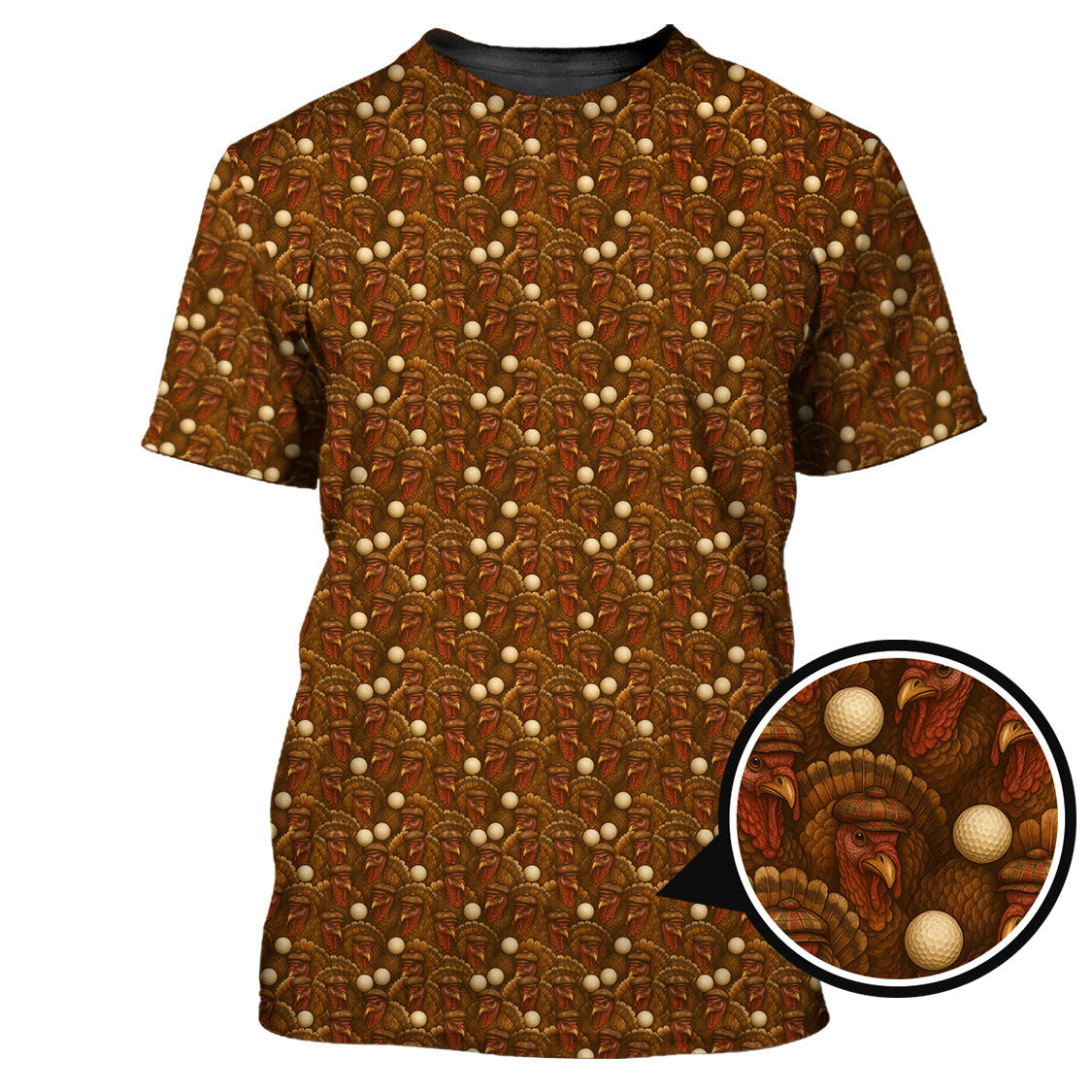 Turkey Golf Shirt For Men, Thanksgiving Golf Shirt, Funny Pattern Golf Shirt For Golfer
