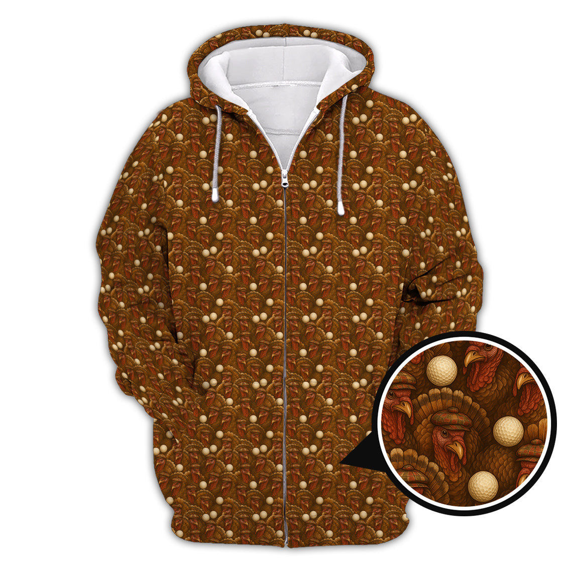 Turkey Golf Shirt For Men, Thanksgiving Golf Shirt, Funny Pattern Golf Shirt For Golfer