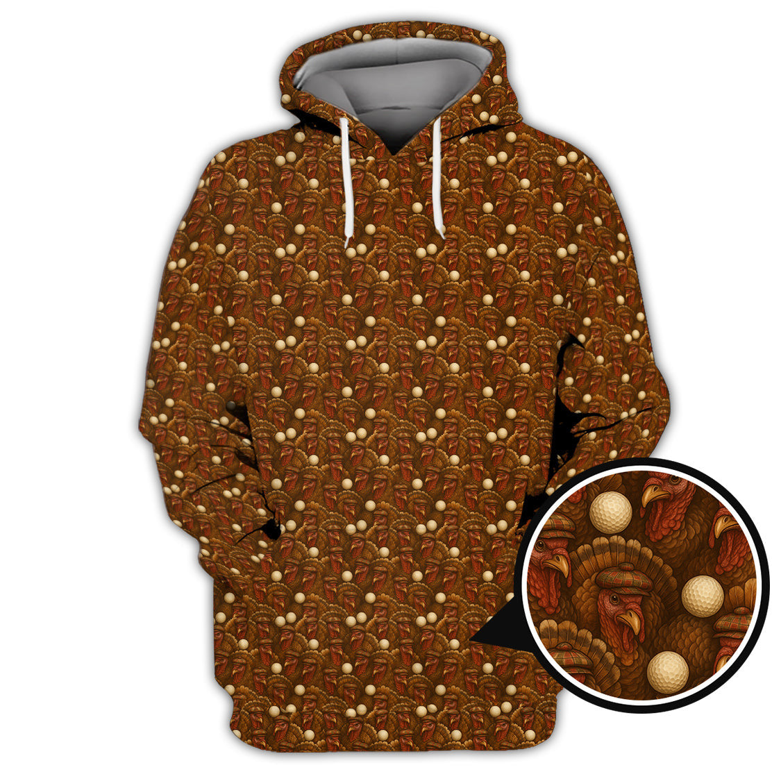 Turkey Golf Shirt For Men, Thanksgiving Golf Shirt, Funny Pattern Golf Shirt For Golfer