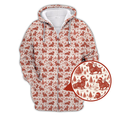 Christmas Golf Shirt, Dachshund Golf Shirt For Men, Pattern Golf Shirt, Toile De Jouy Shirt For Golfer