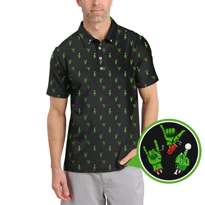Halloween Golf Shirt, Horror Pattern Golf Shirt, Crazy Golf Shirt For Men