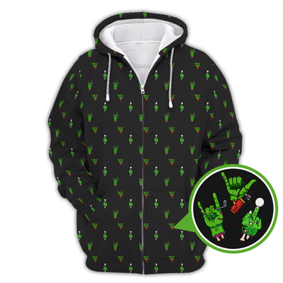 Halloween Golf Shirt, Horror Pattern Golf Shirt, Crazy Golf Shirt For Men