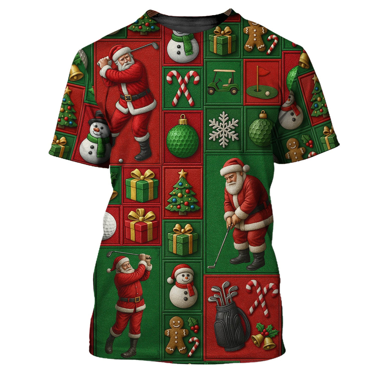 Christmas Golf Shirt, Funny Pattern Golf Shirt For Golfer, Santa Golf Shirt For Men
