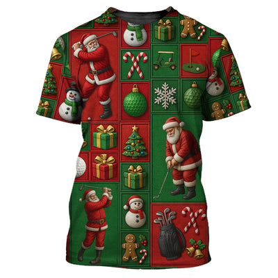 Christmas Golf Shirt, Funny Pattern Golf Shirt For Golfer, Santa Golf Shirt For Men