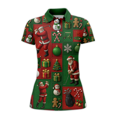 Christmas Golf Shirt, Funny Pattern Golf Shirt For Golfer, Santa Golf Shirt For Men