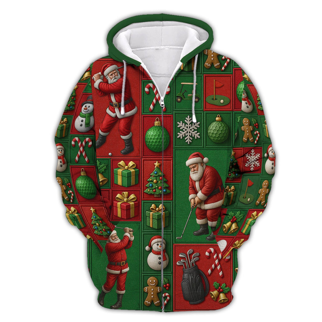 Christmas Golf Shirt, Funny Pattern Golf Shirt For Golfer, Santa Golf Shirt For Men