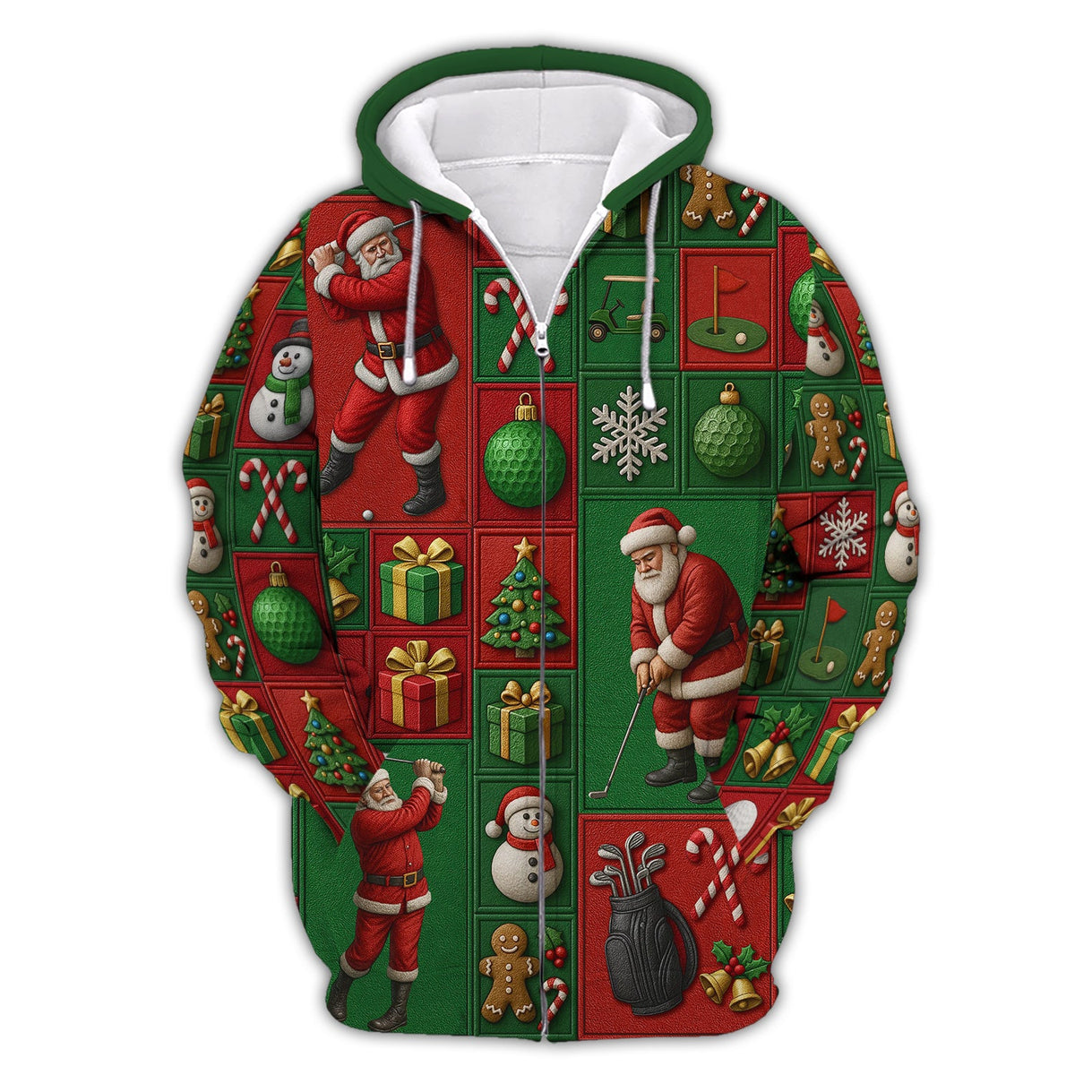 Christmas Golf Shirt, Funny Pattern Golf Shirt For Golfer, Santa Golf Shirt For Men