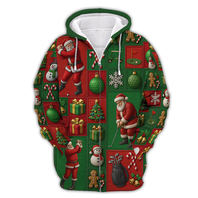 Christmas Golf Shirt, Funny Pattern Golf Shirt For Golfer, Santa Golf Shirt For Men