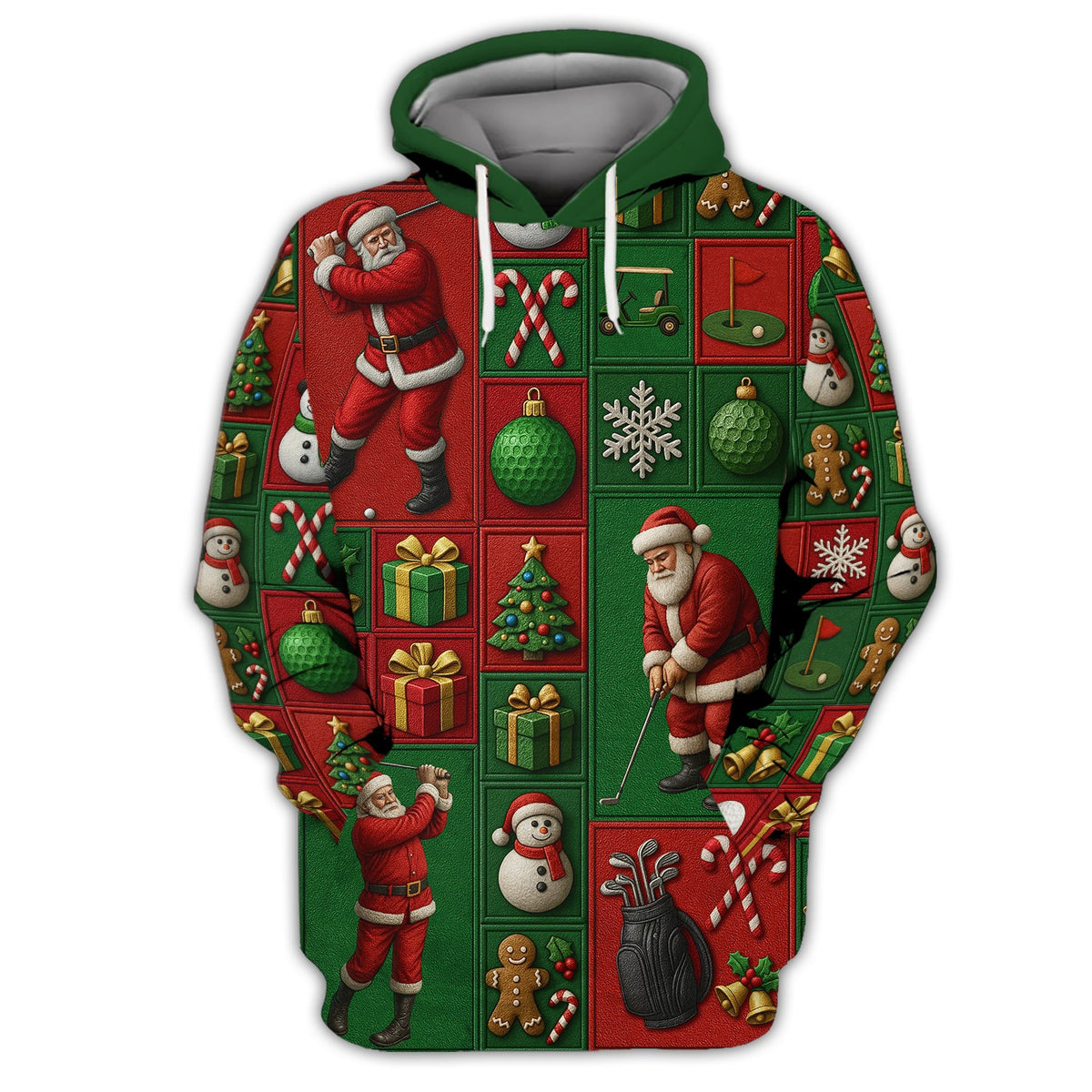 Christmas Golf Shirt, Funny Pattern Golf Shirt For Golfer, Santa Golf Shirt For Men