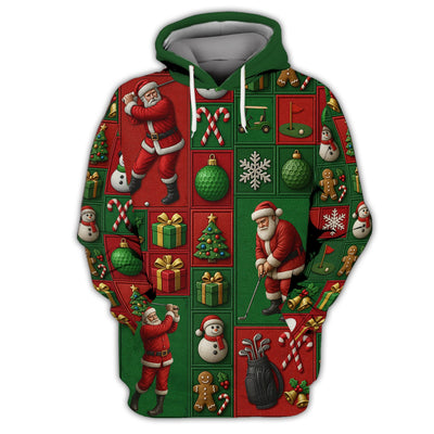 Christmas Golf Shirt, Funny Pattern Golf Shirt For Golfer, Santa Golf Shirt For Men