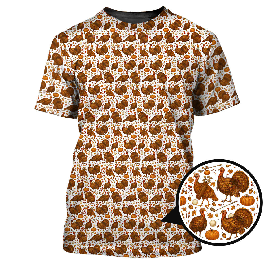 Funny Turkey Golf Shirt For Men, Thanksgiving Golf Shirt, Pattern Golf Shirt For Golfer
