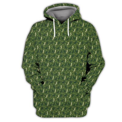Dog Pattern Golf Shirt, Dachshund Golf Shirt For Golfer, Funny Camo Golf Shirt, Crazy Golf Shirt For Men