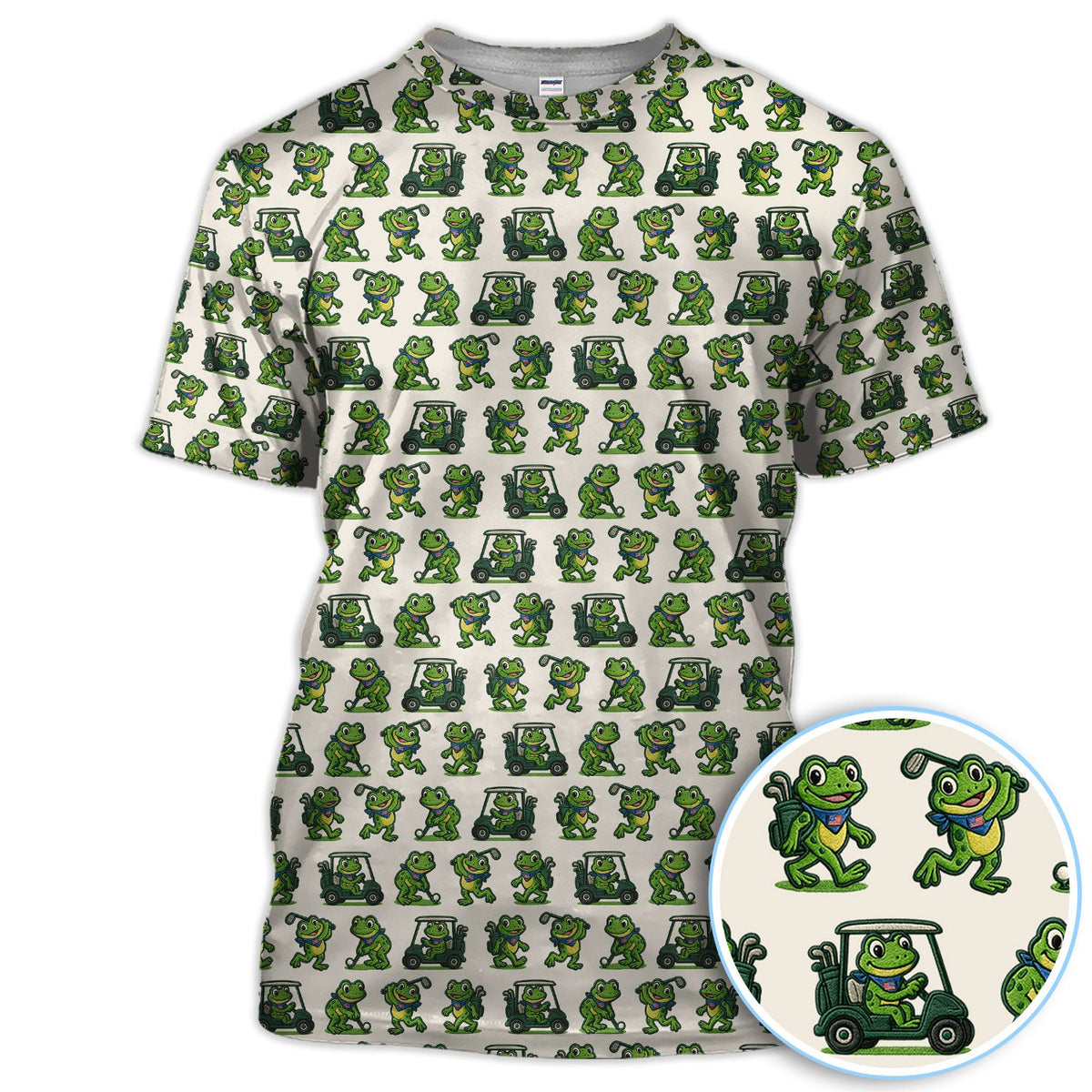 Funny Frog Golf Polos, Cute Frog Golf Pattern Shirt For Men, Golf Gift For Golfer