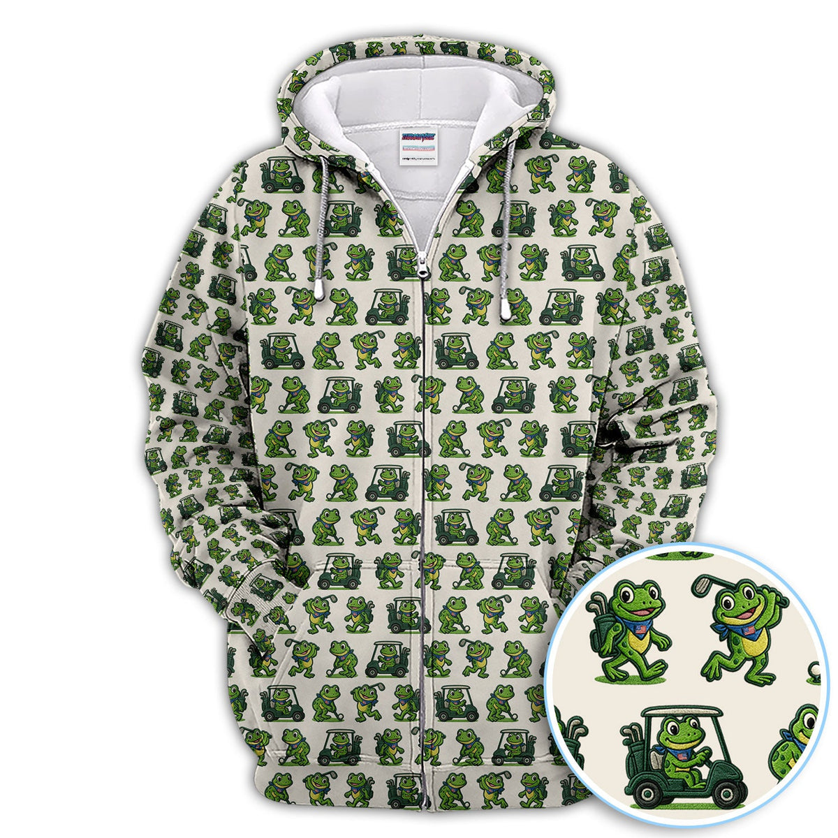 Funny Frog Golf Polos, Cute Frog Golf Pattern Shirt For Men, Golf Gift For Golfer