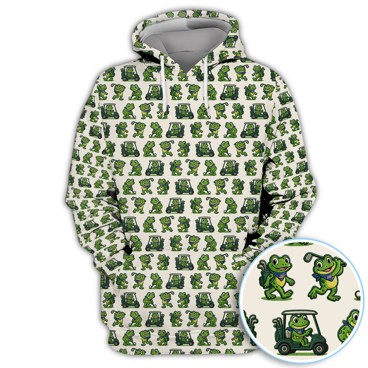 Funny Frog Golf Polos, Cute Frog Golf Pattern Shirt For Men, Golf Gift For Golfer