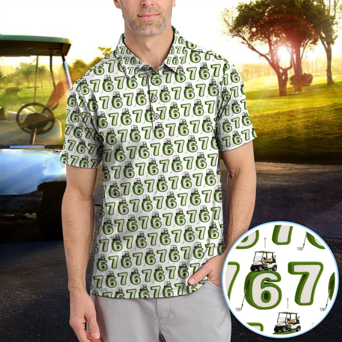 Golf 67 Pattern Polos, Funny Golf Shirt For Golfer, Golf Gift For Men