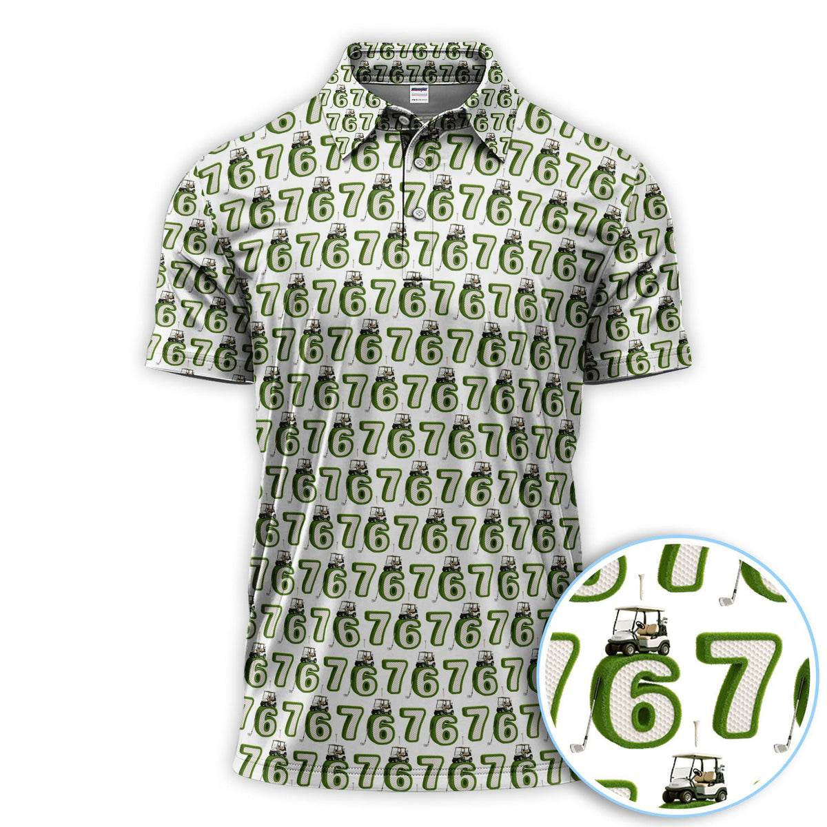 Golf 67 Pattern Polos, Funny Golf Shirt For Golfer, Golf Gift For Men
