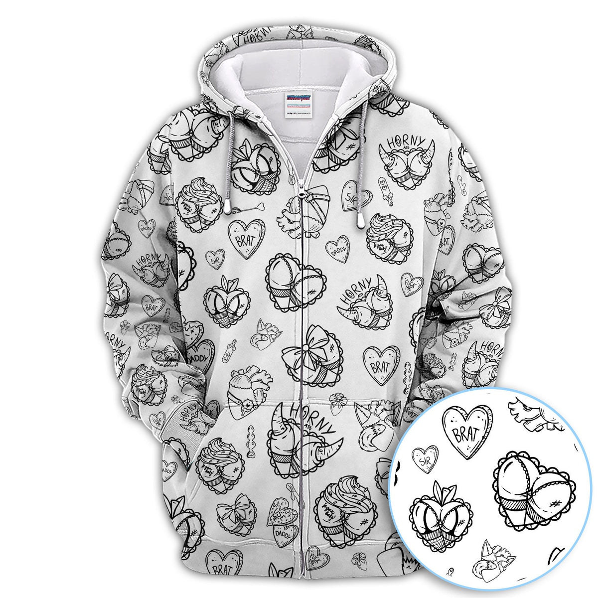Horny Brat Sketch Pattern Polos, Funny Golf Shirt For Men, Golf Gift For Golfer